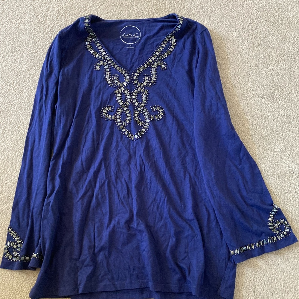 Blue embroidered top